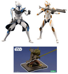 Star Wars Kotobukiya - Clone Wars - Captain Rex + Commander Cody w/ Build-a-Yoda ArtFX+ Statue Set
